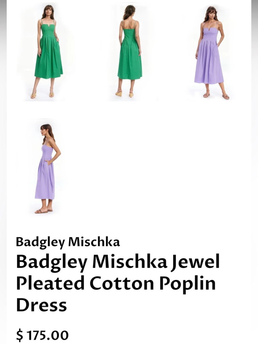 Badgley Mischka Pleated Poplin Dress - Picture 3 of 6